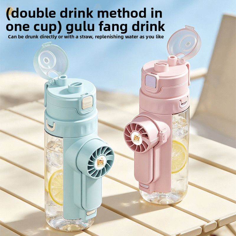 Misting Water Bottle with Handheld Fan, 2-in-1 Hydration