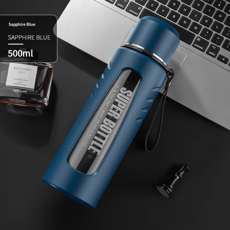 Insulated Glass Tumbler with Straw – Glacier Pattern