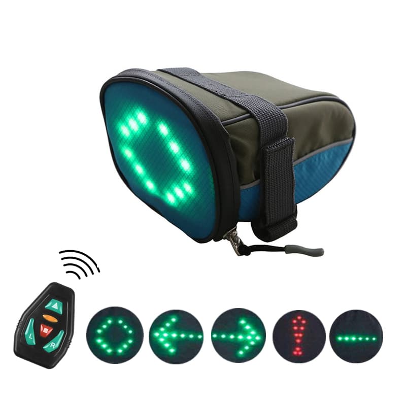 Wireless Bike Turn Signal with Remote & Saddle Bag