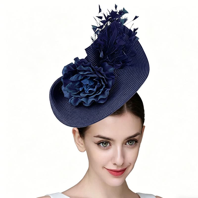 Floral-feathered Top Hat For Horse Racing And Banquets