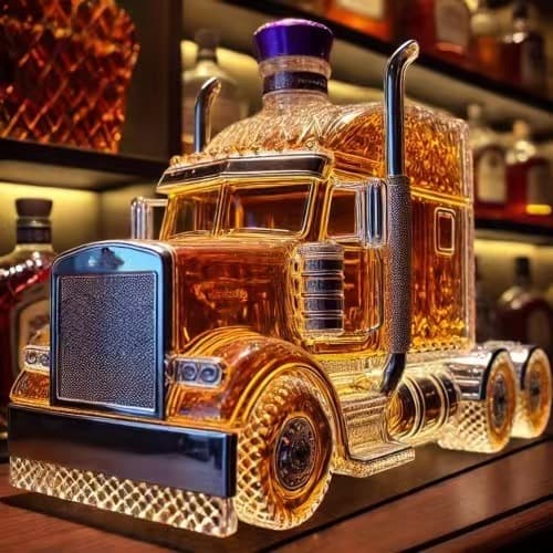 Classic Car Glass Wine Bottle Semi-Truck Whiskey Bottle